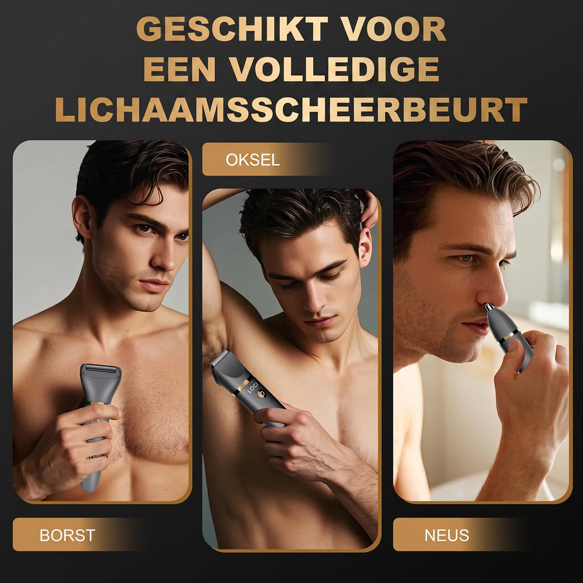 Bloegoud 3-in-1 Scheerapparaat & Body Hair Trimmer voor Mannen
