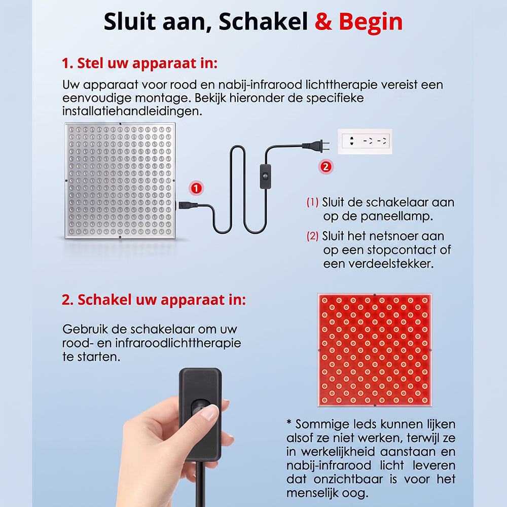 Herfkoning Roodlichttherapie Lamp - 225 LEDs & Dubbele Golflengte