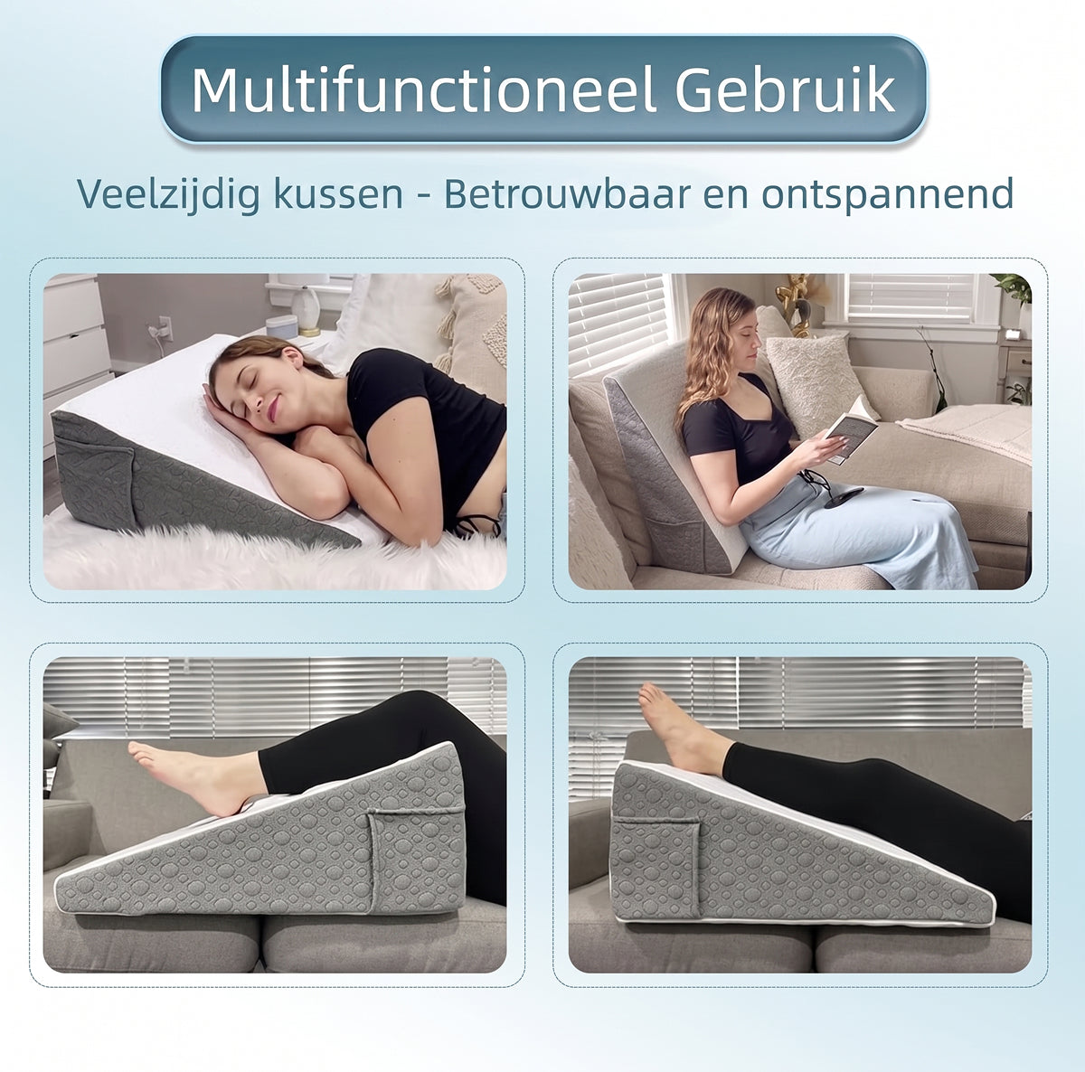 MuZomerf 4-in-1 Orthopedisch Wigkussen voor Reflux en Rugpijn