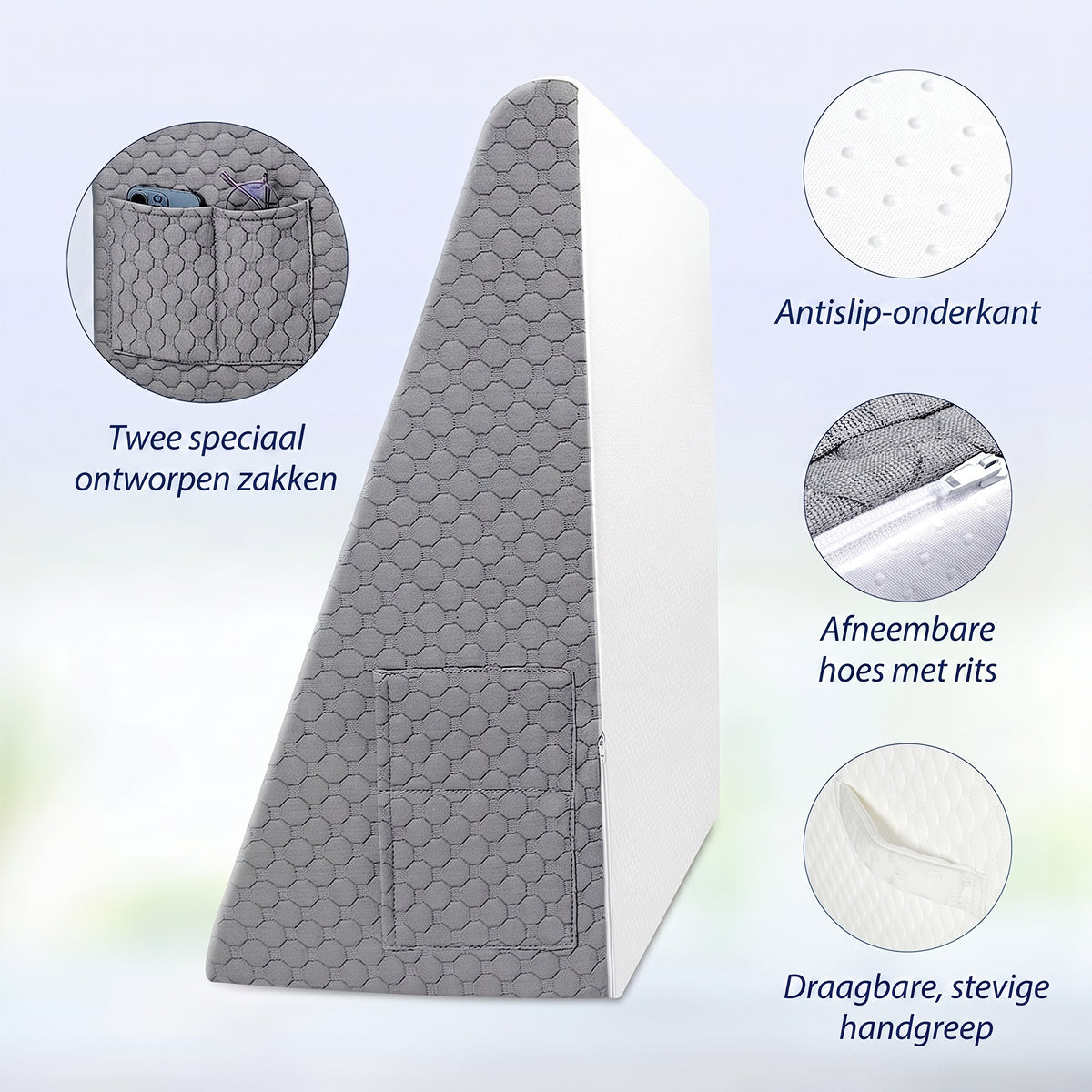 MuZomerf 4-in-1 Orthopedisch Wigkussen voor Reflux en Rugpijn