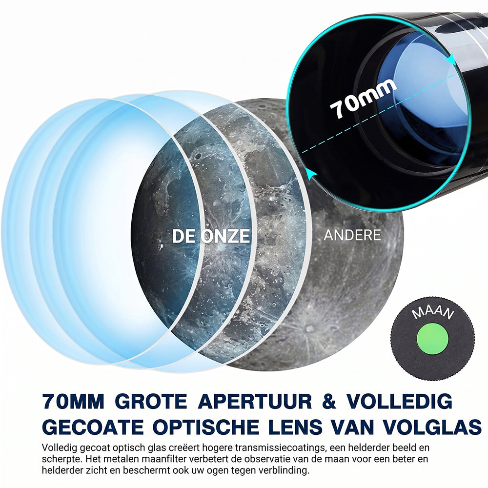 ZilBlese Telescoop voor Planeten - 70mm Diafragma